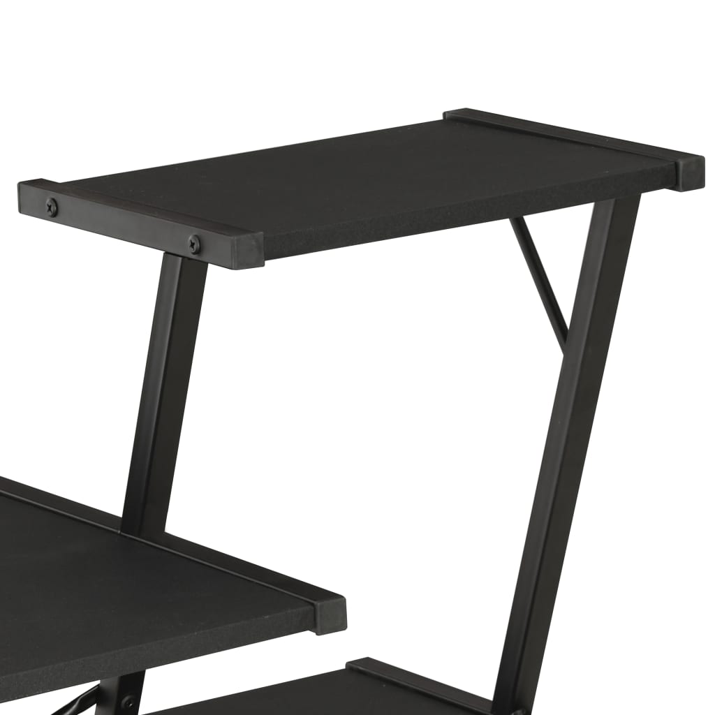 Black Desk with Shelf - 116x50x93 cm - Stylish & Functional Design