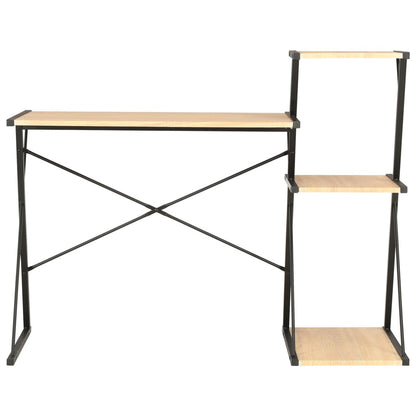 Black & Oak Desk with Shelf - 116x50x93 cm - Stylish Home Office