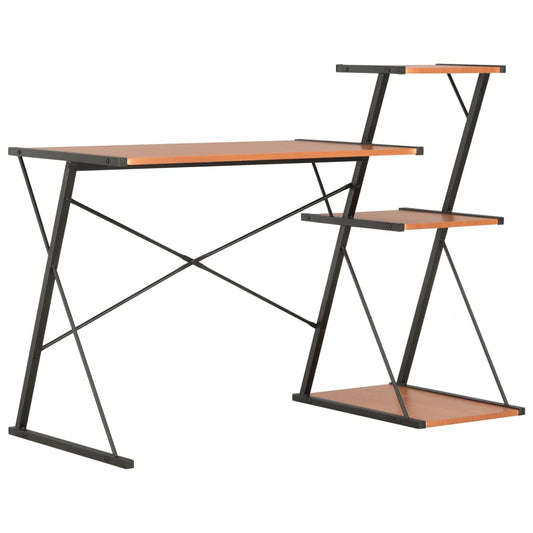 Black & Brown Desk with Shelf - 116x50x93 cm | Stylish & Functional