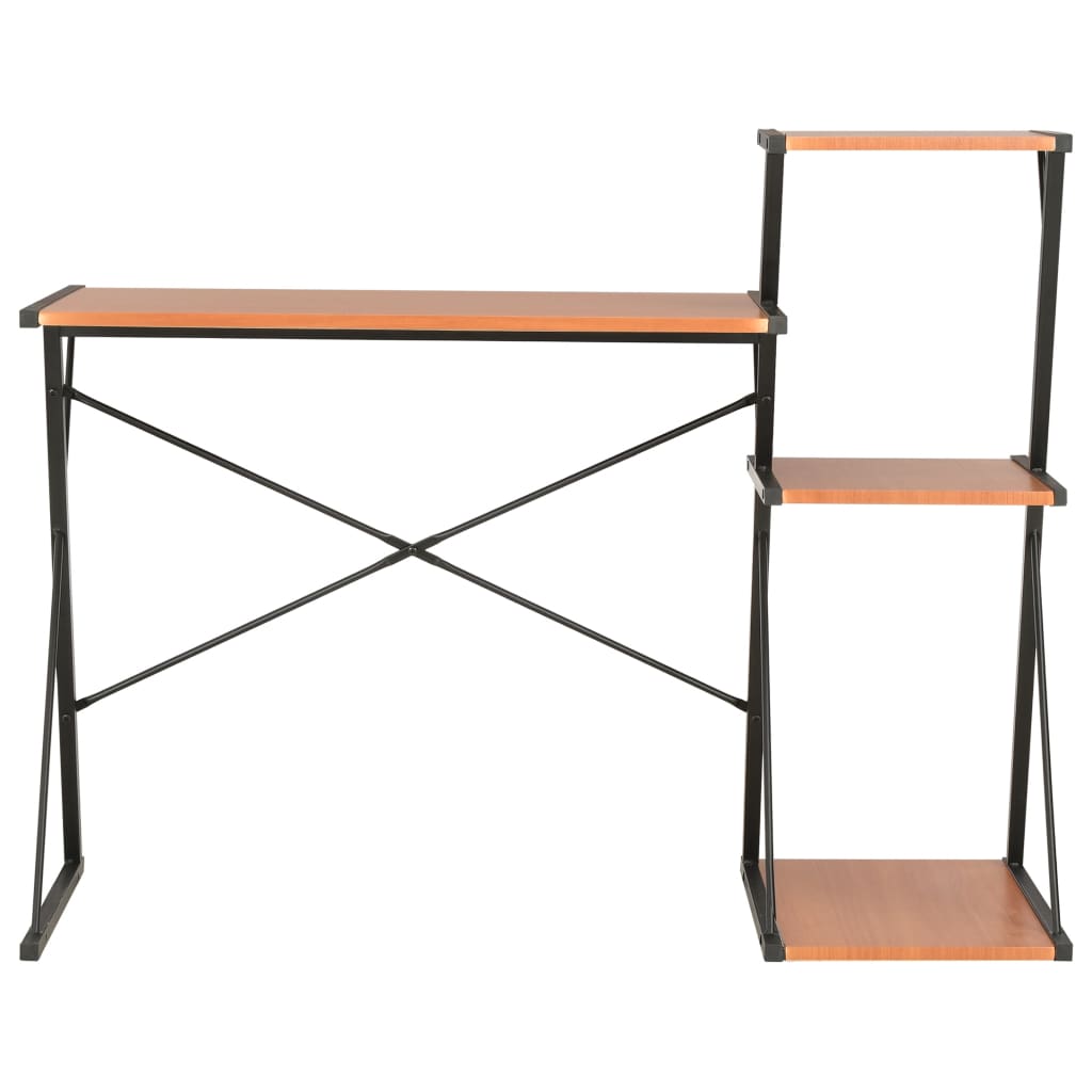 Black & Brown Desk with Shelf - 116x50x93 cm | Stylish & Functional