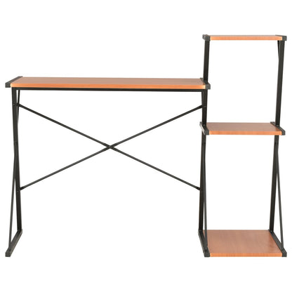 Black & Brown Desk with Shelf - 116x50x93 cm | Stylish & Functional