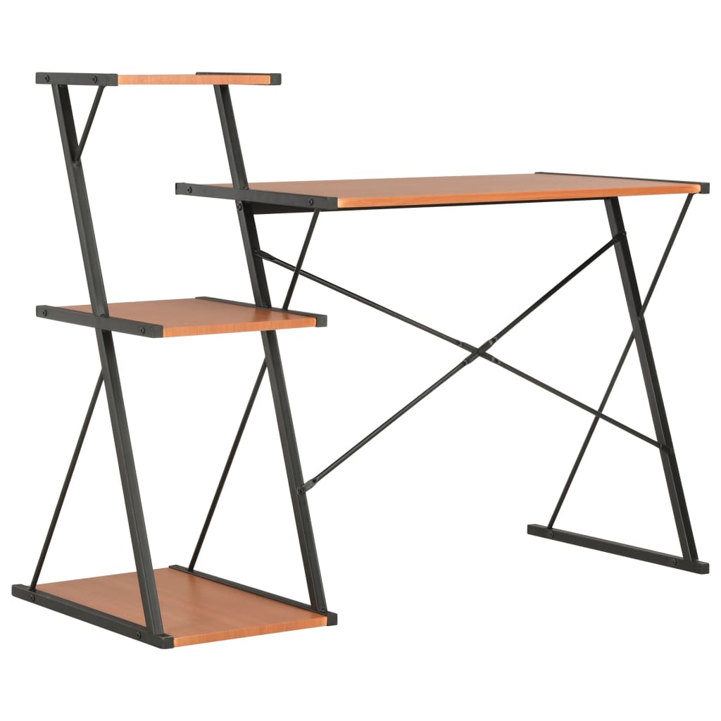 Black & Brown Desk with Shelf - 116x50x93 cm | Stylish & Functional