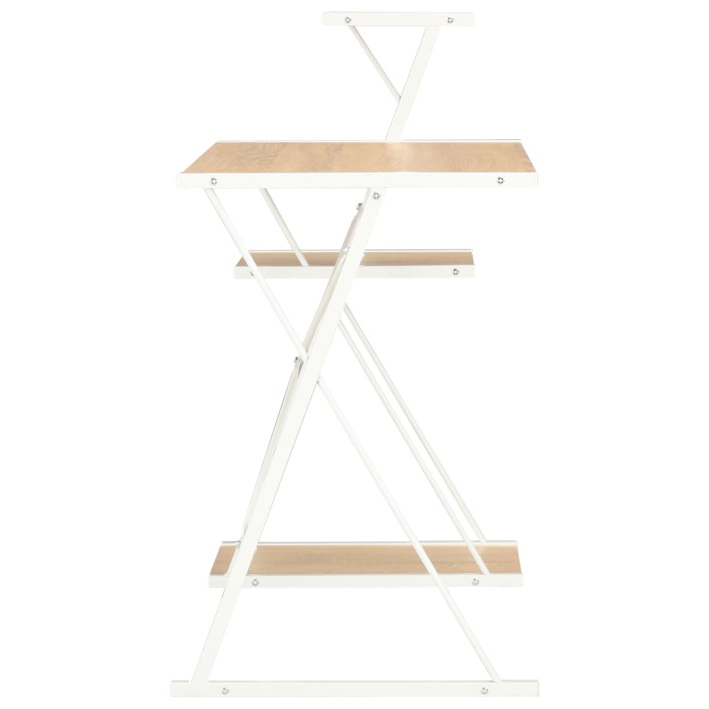 White & Oak Desk with Shelf 116x50x93 cm - Stylish & Functional