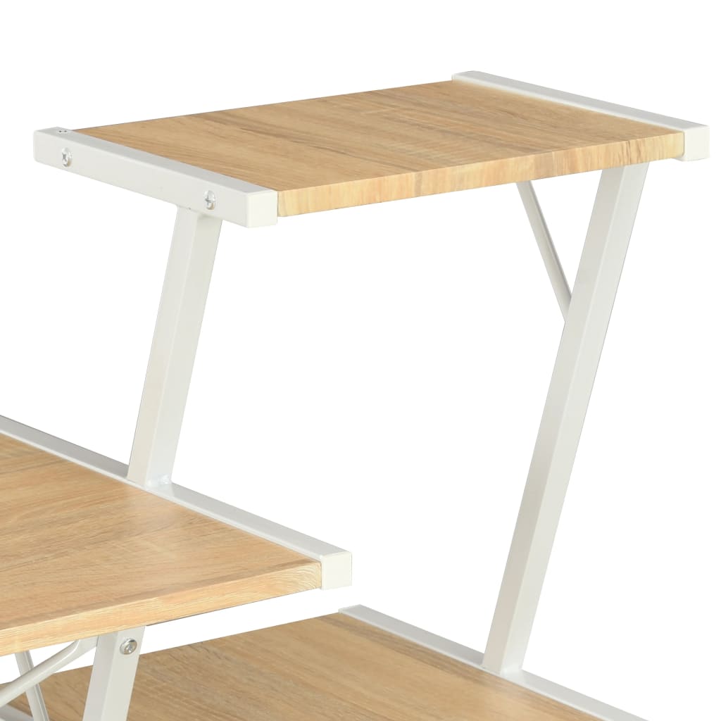 White & Oak Desk with Shelf 116x50x93 cm - Stylish & Functional
