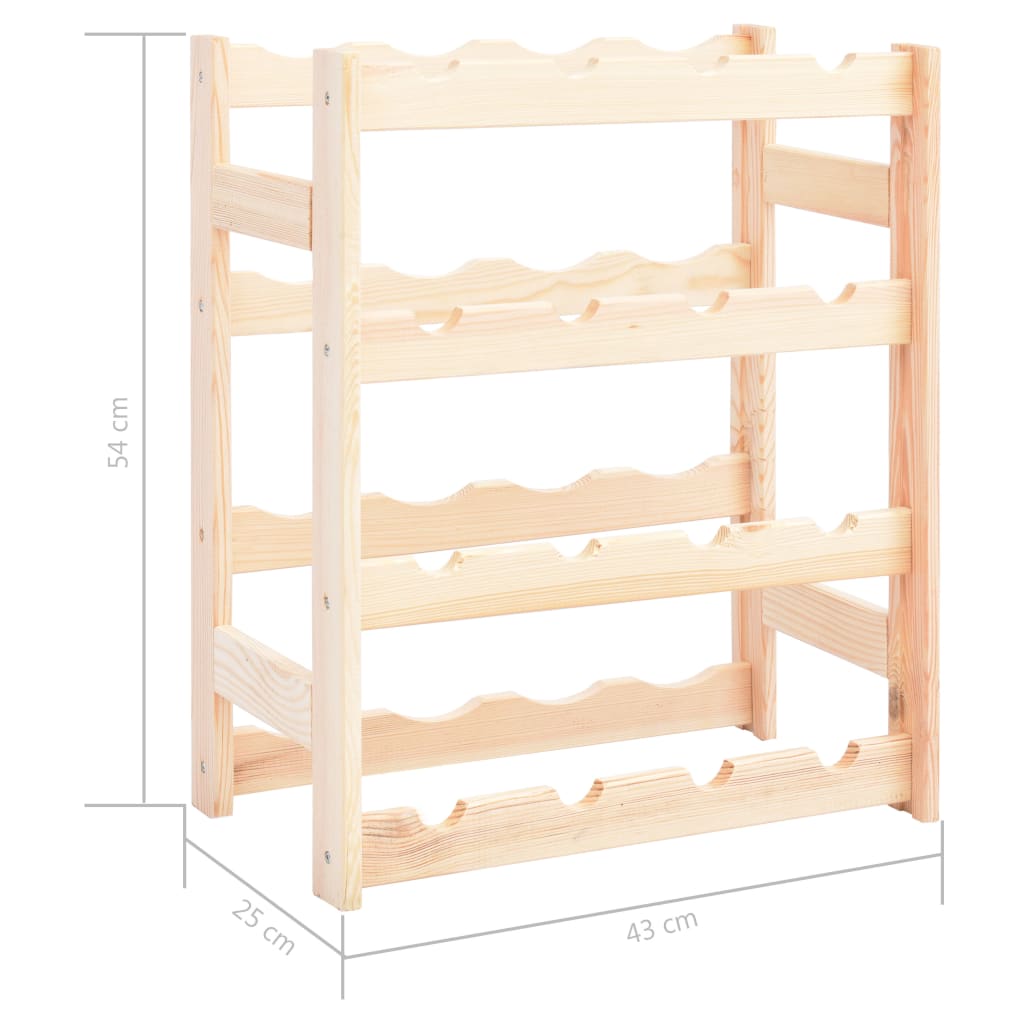 16-Bottle Pine Wine Rack | Durable Pinewood Storage Solution