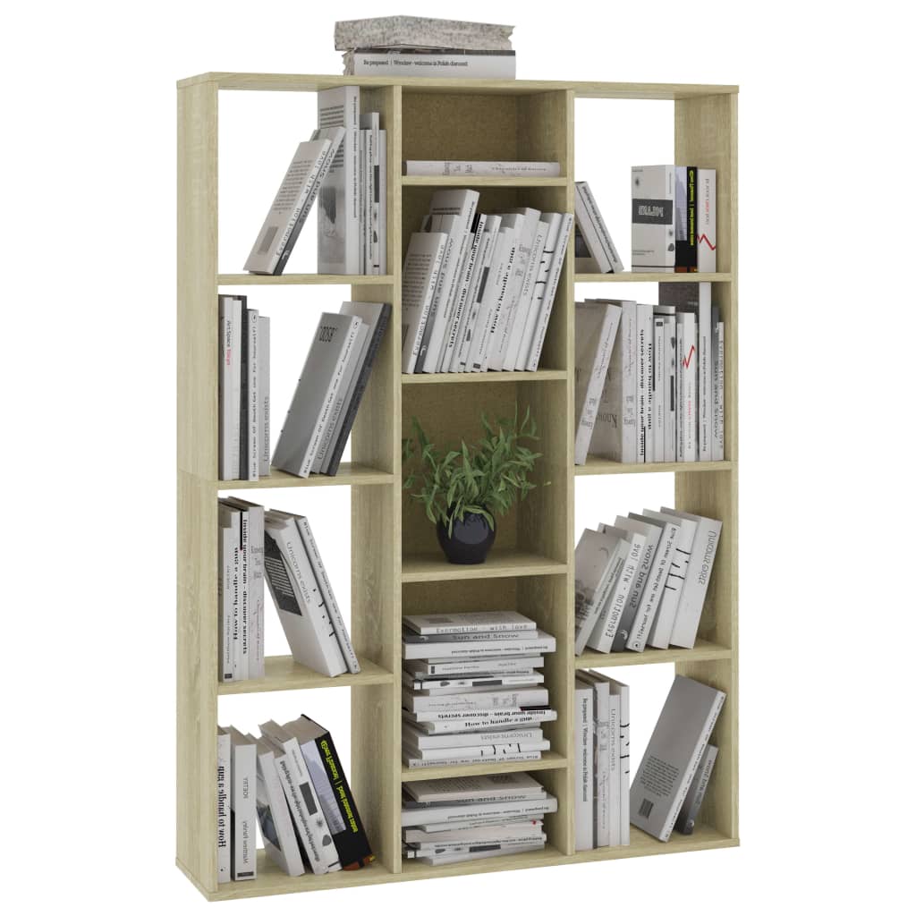 Sonoma Oak Room Divider & Book Cabinet - Engineered Wood, 100x24x140 cm