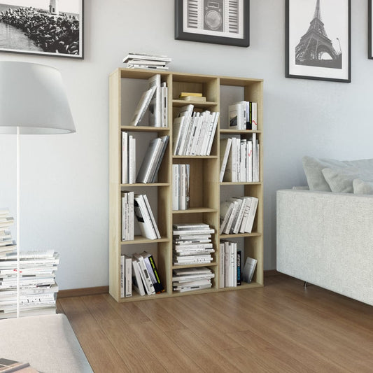Sonoma Oak Room Divider & Book Cabinet - Engineered Wood, 100x24x140 cm