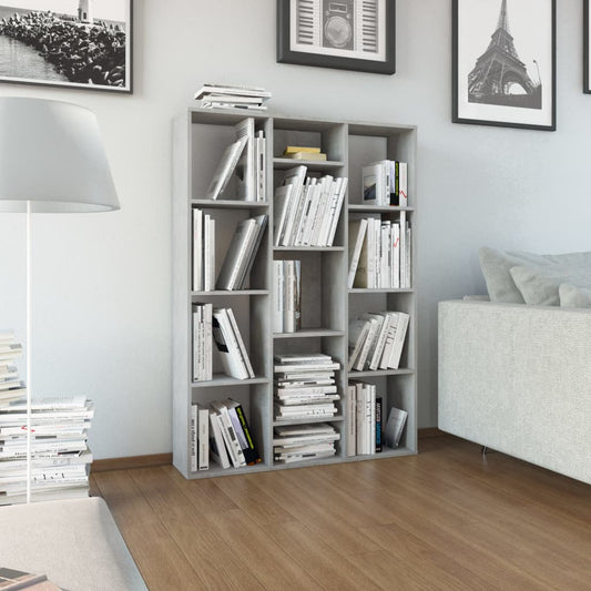 Concrete Grey Book Cabinet & Room Divider 100x24x140 cm