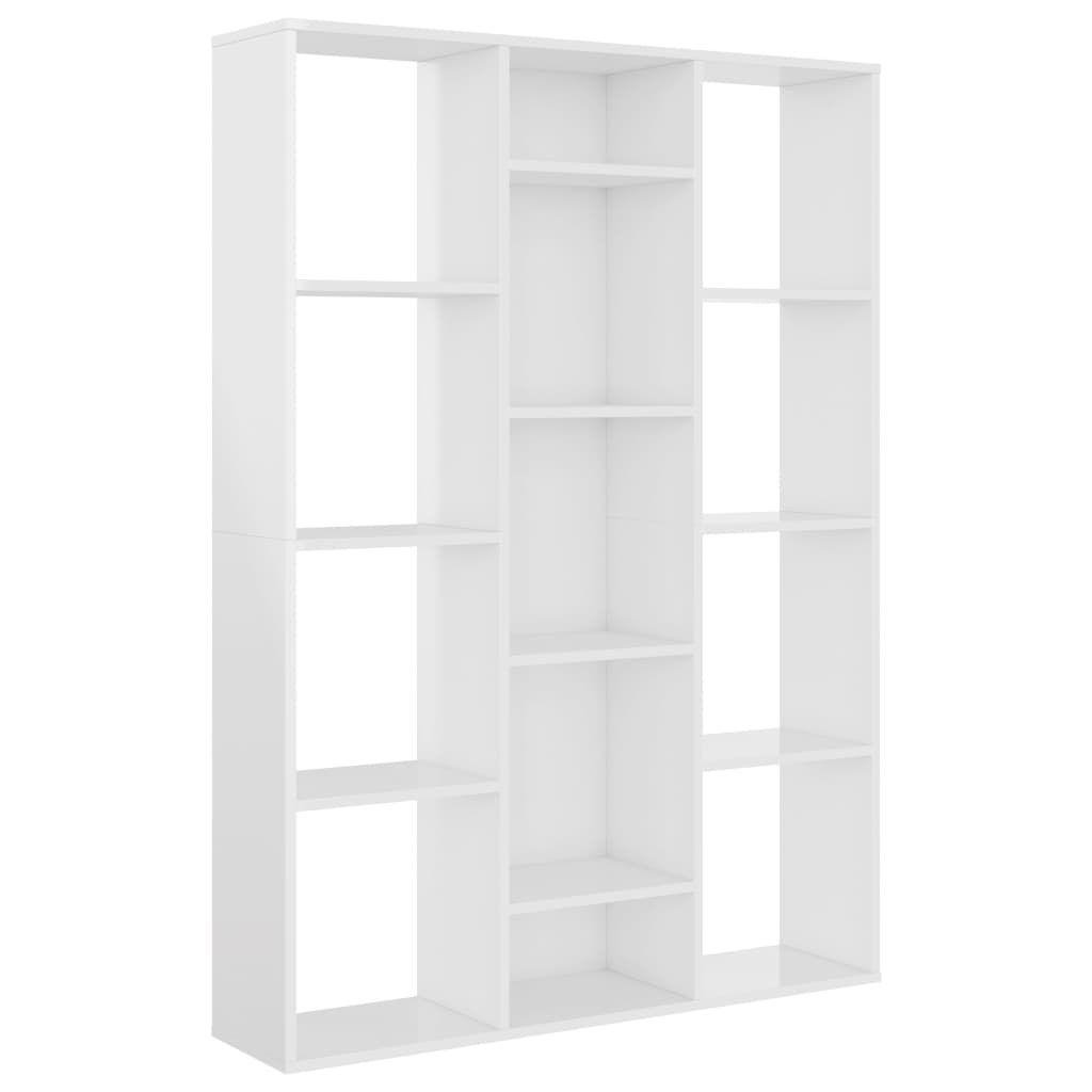High Gloss White Room Divider/Book Cabinet, Engineered Wood, 100x24x140 cm