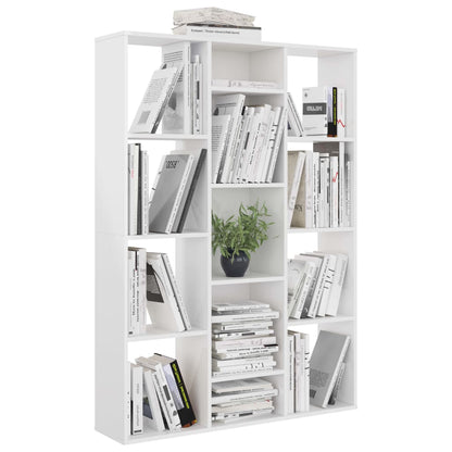 High Gloss White Room Divider/Book Cabinet, Engineered Wood, 100x24x140 cm