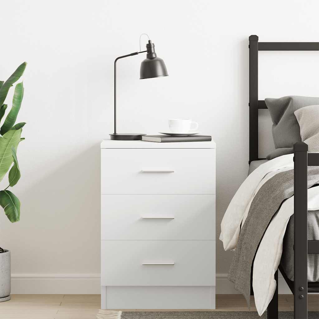 White Bedside Cabinet 38x35x56 cm - Stylish Engineered Wood Design