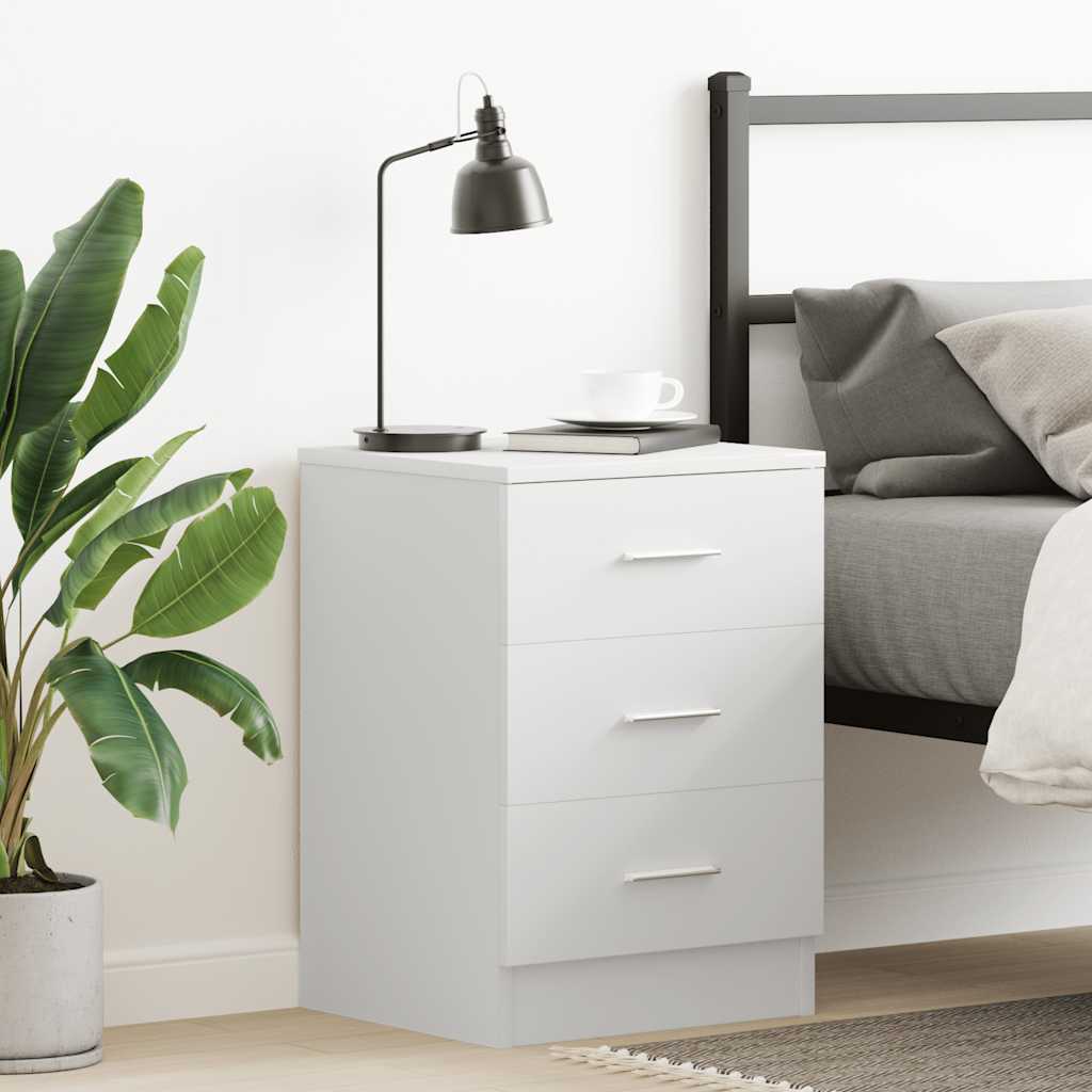 White Bedside Cabinet 38x35x56 cm - Stylish Engineered Wood Design