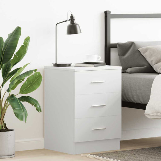 White Bedside Cabinet 38x35x56 cm - Stylish Engineered Wood Design
