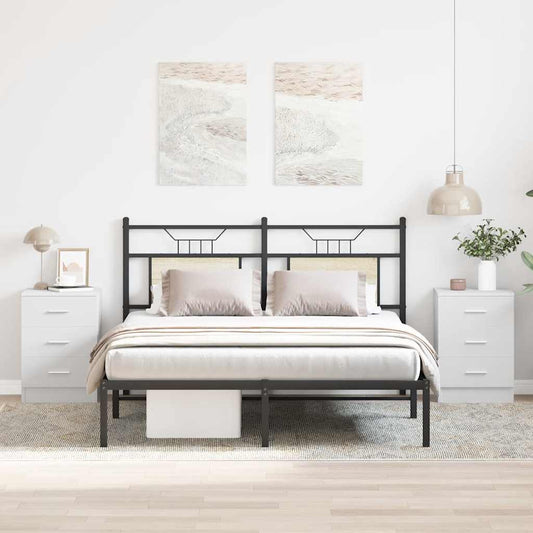 White Engineered Wood Bedside Cabinets 2-Pcs 38x35x56 cm