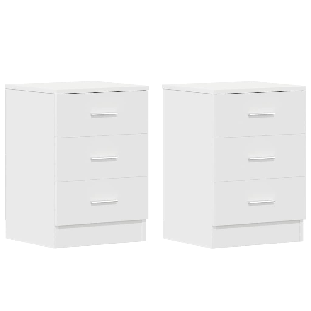 White Engineered Wood Bedside Cabinets 2-Pcs 38x35x56 cm