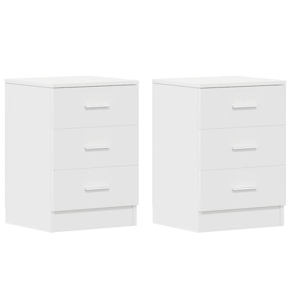 White Engineered Wood Bedside Cabinets 2-Pcs 38x35x56 cm