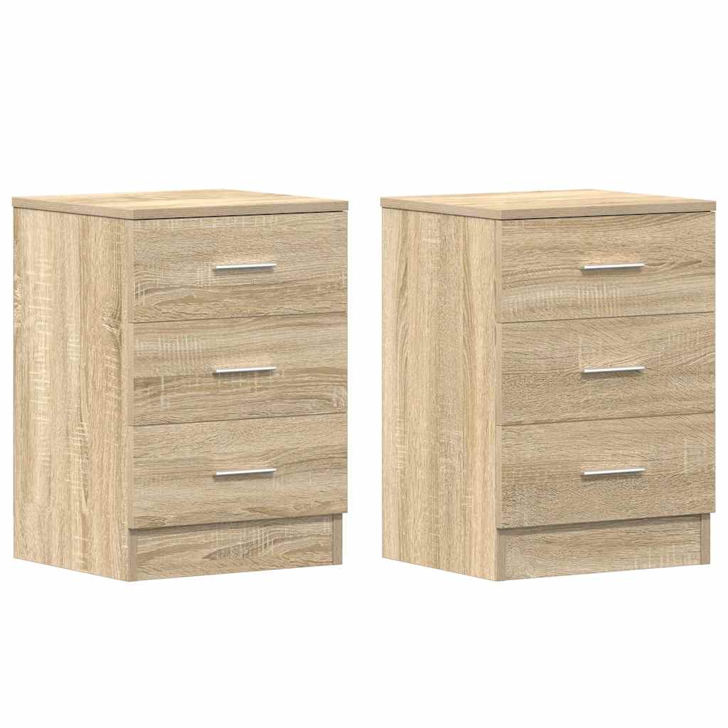 Sonoma Oak Bedside Cabinets Set of 2, Engineered Wood, 38x35x56 cm
