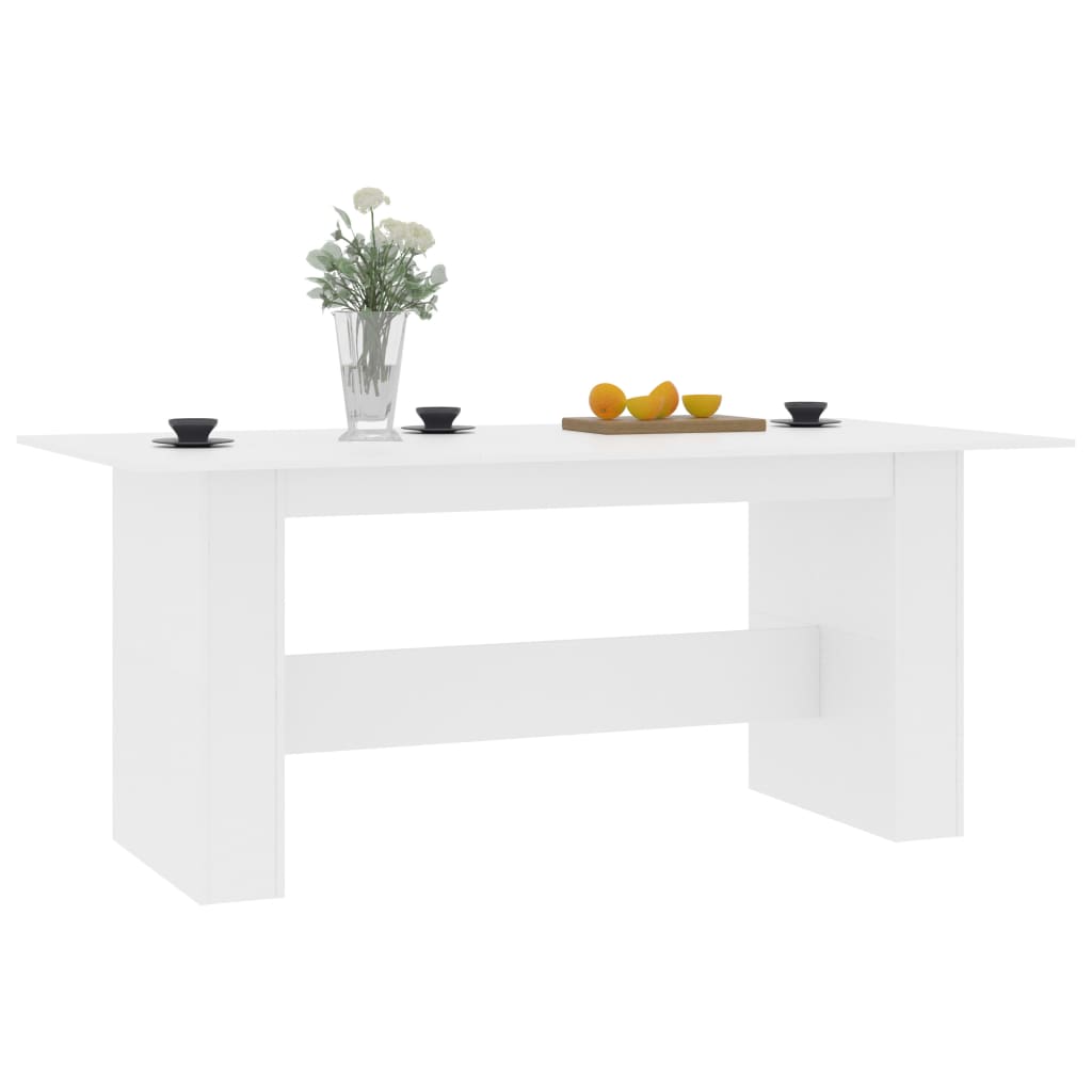 Sleek White Engineered Wood Dining Table 180x90x76 cm