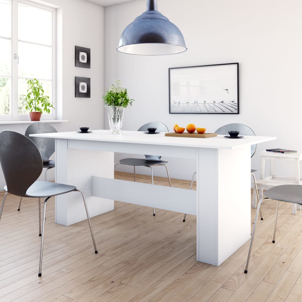 Sleek White Engineered Wood Dining Table 180x90x76 cm