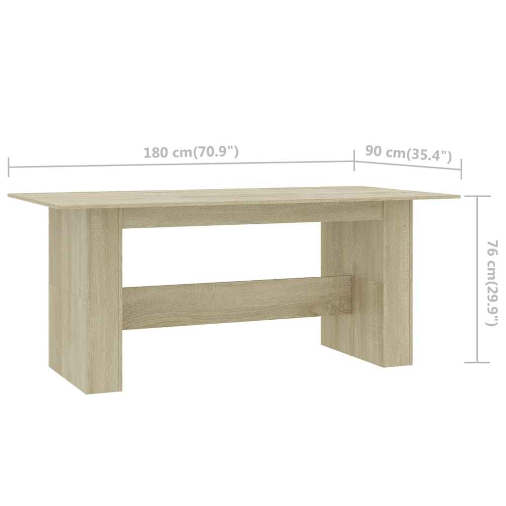 Modern Dining Table Sonoma Oak 180x90cm Engineered Wood