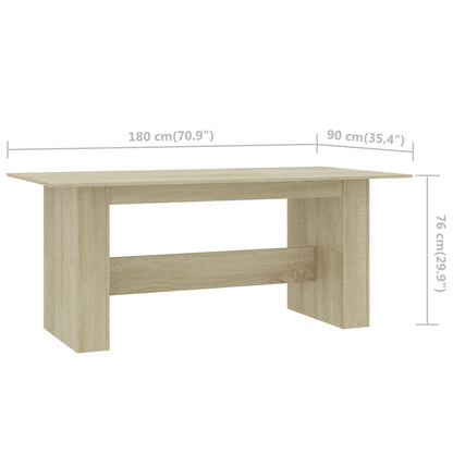 Modern Dining Table Sonoma Oak 180x90cm Engineered Wood