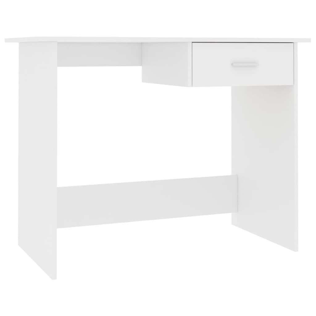 Compact White Desk 100x50x76 cm | Engineered Wood Furniture