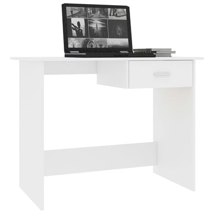 Compact White Desk 100x50x76 cm | Engineered Wood Furniture