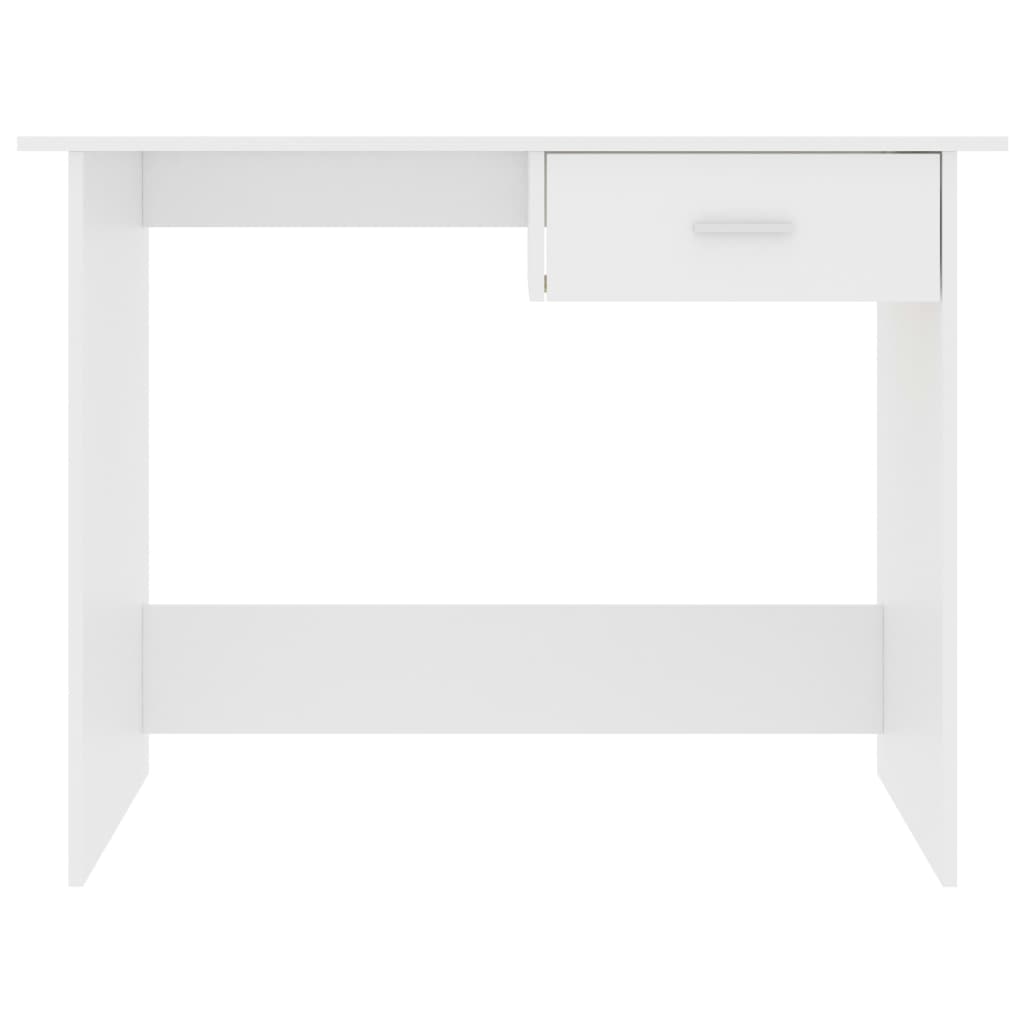 Compact White Desk 100x50x76 cm | Engineered Wood Furniture