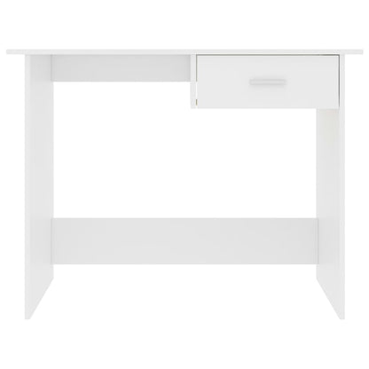 Compact White Desk 100x50x76 cm | Engineered Wood Furniture