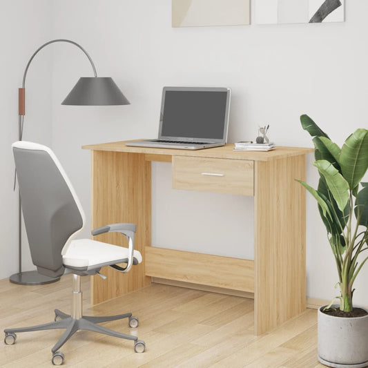 Elegant Sonoma Oak Desk 100x50x76cm - Durable Engineered Wood