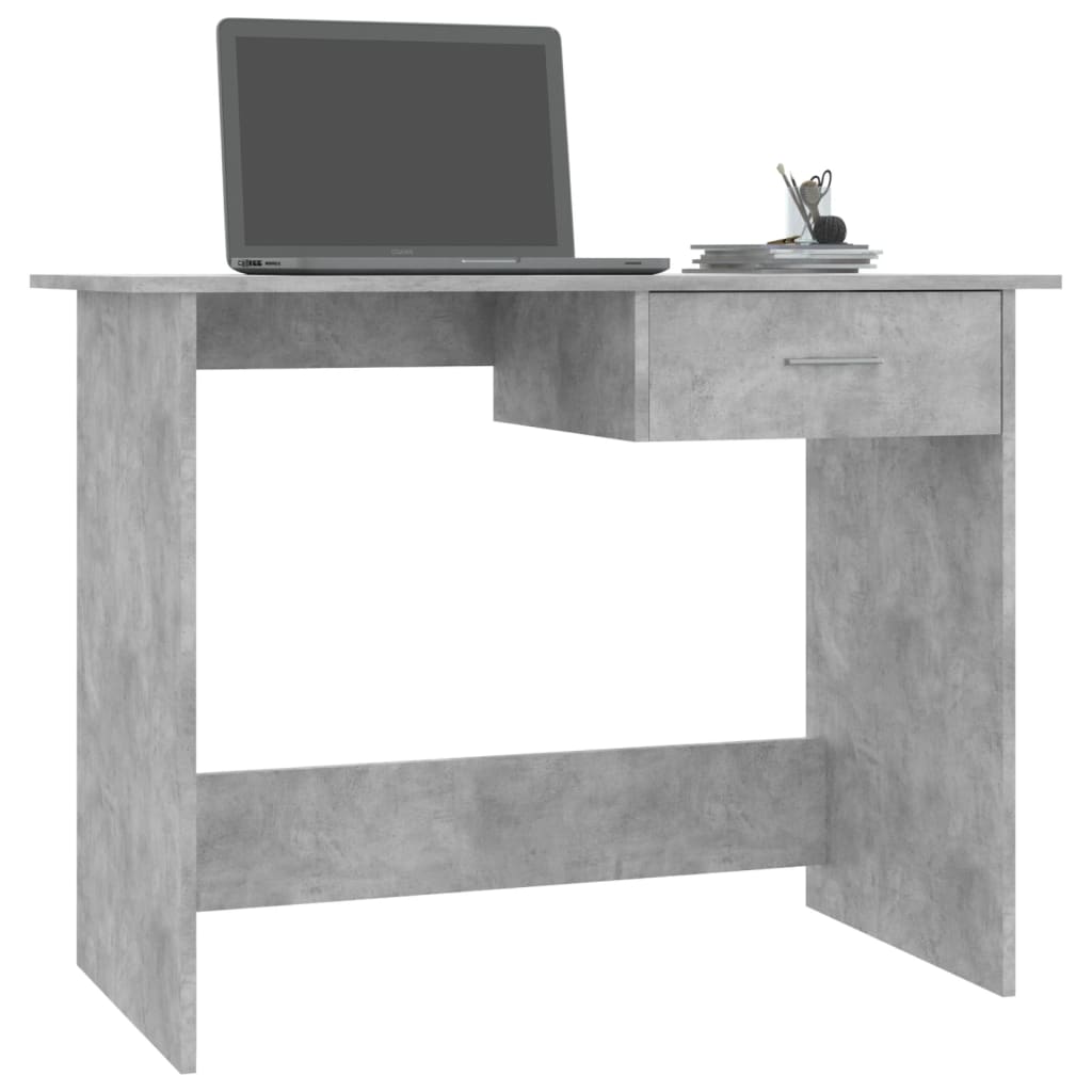 Concrete Grey Desk, Engineered Wood, 100x50x76 cm, Modern Design