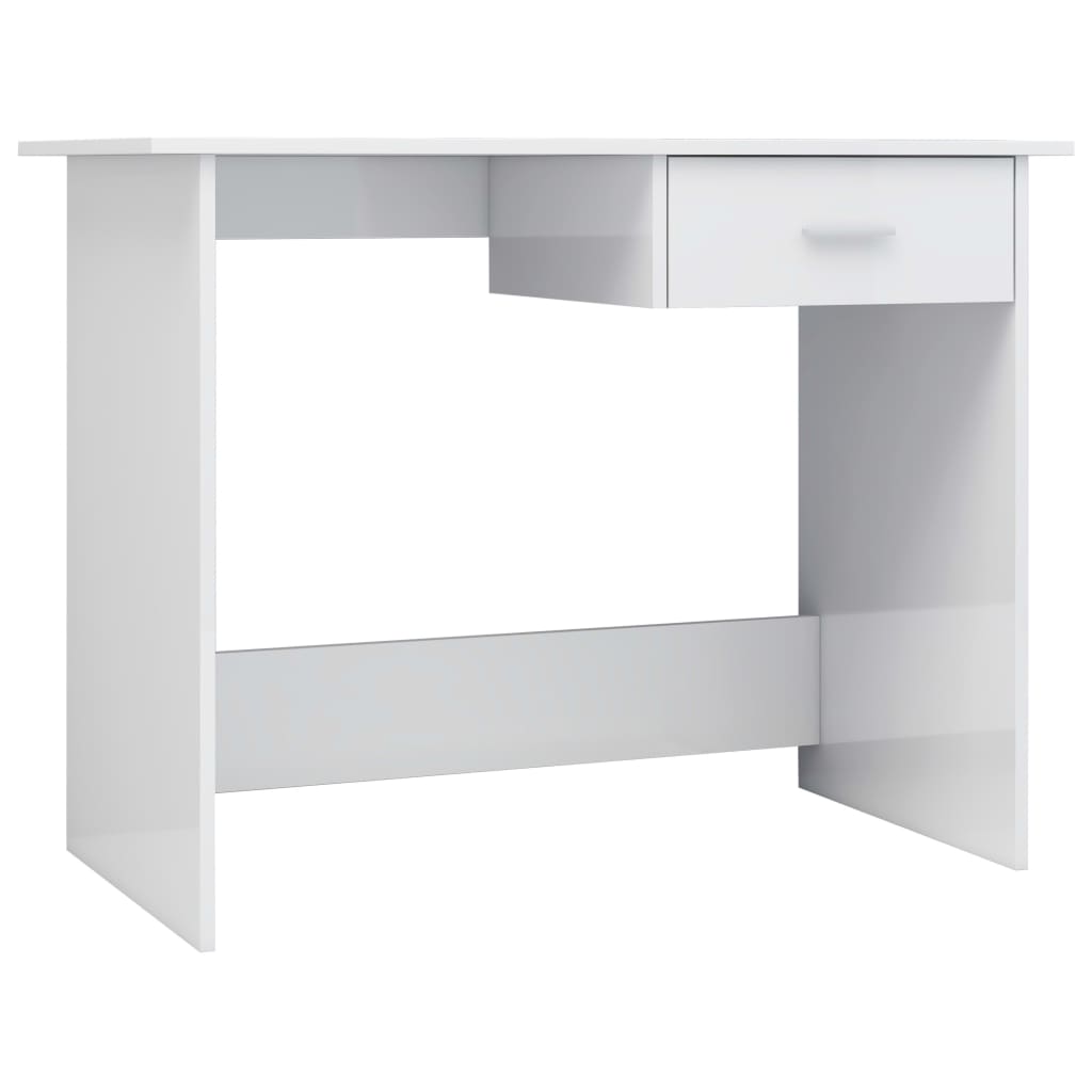 High Gloss White Desk, 100x50x76 cm, Engineered Wood