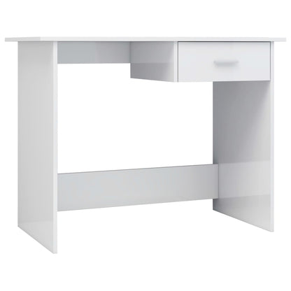 High Gloss White Desk, 100x50x76 cm, Engineered Wood