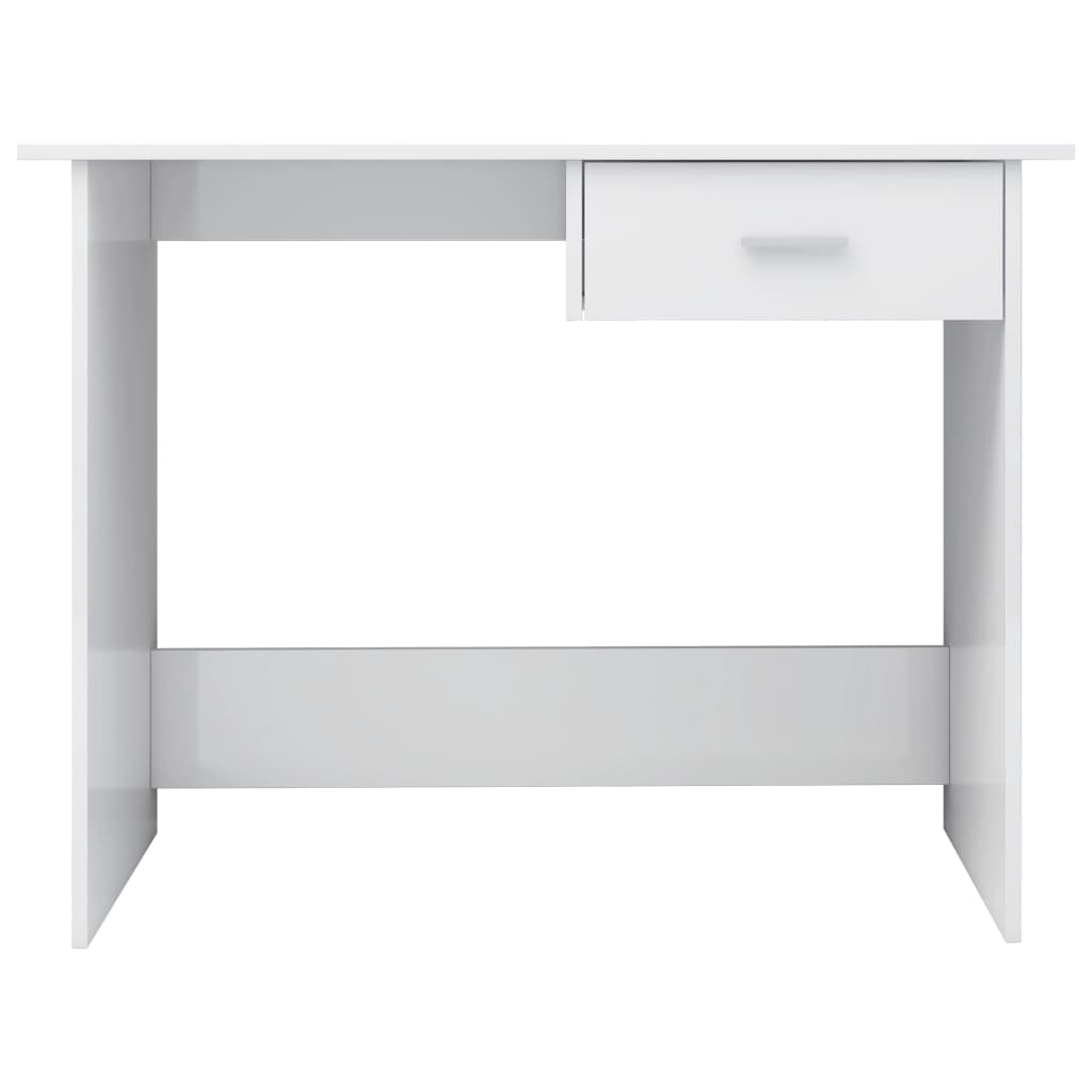 High Gloss White Desk, 100x50x76 cm, Engineered Wood