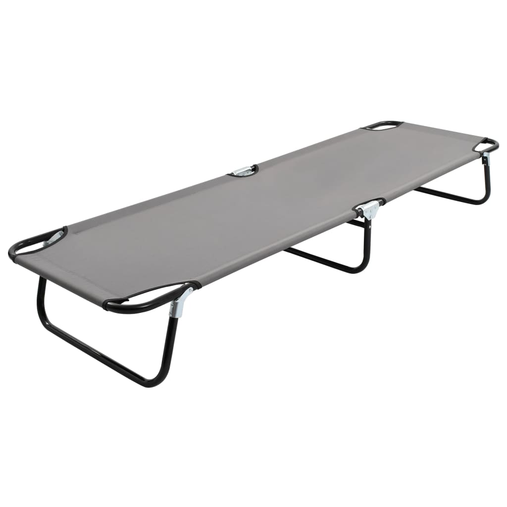 Comfy Grey Steel Folding Sun Lounger - Portable & Stylish