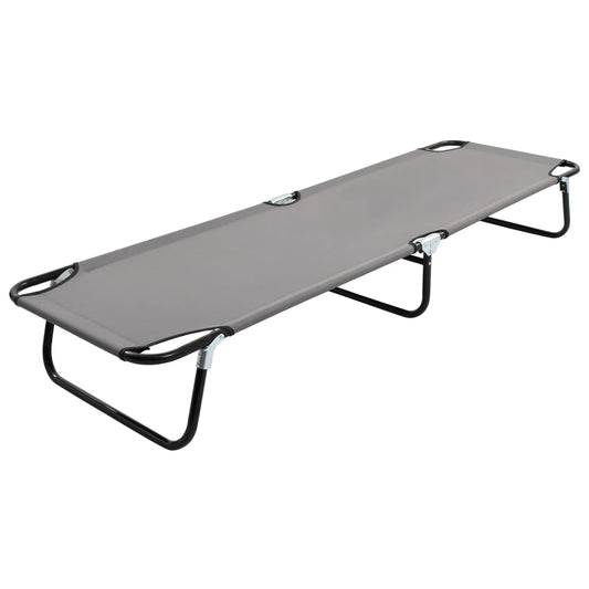 Comfy Grey Steel Folding Sun Lounger - Portable & Stylish