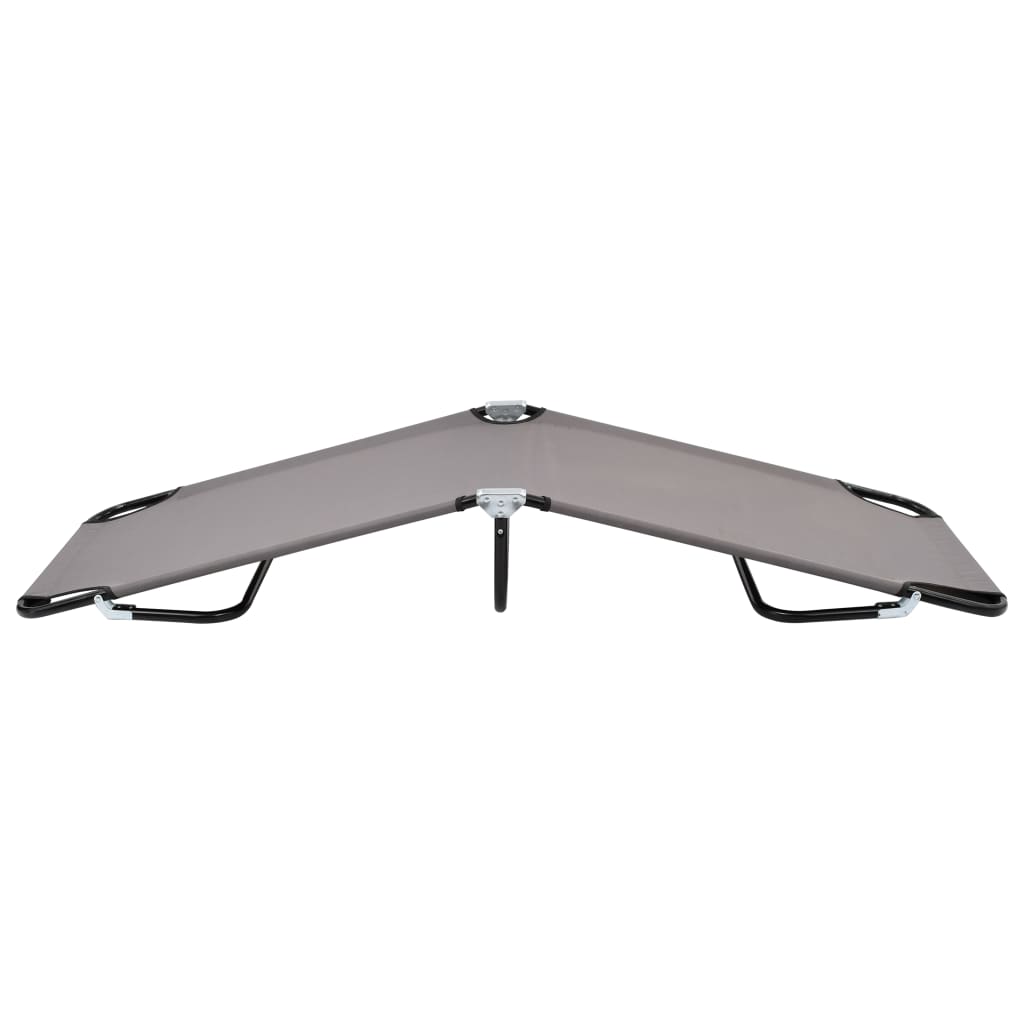 Comfy Grey Steel Folding Sun Lounger - Portable & Stylish