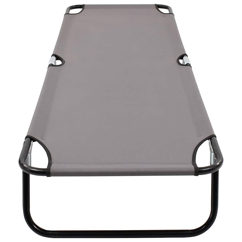 Comfy Grey Steel Folding Sun Lounger - Portable & Stylish