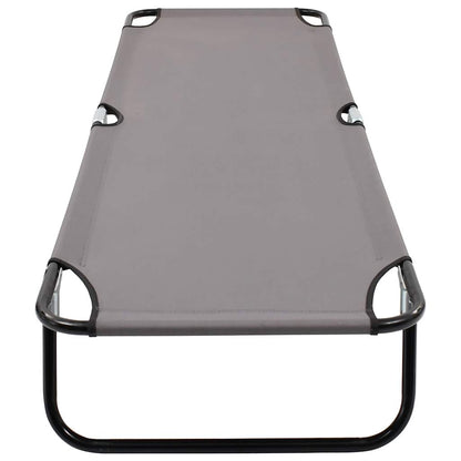 Comfy Grey Steel Folding Sun Lounger - Portable & Stylish