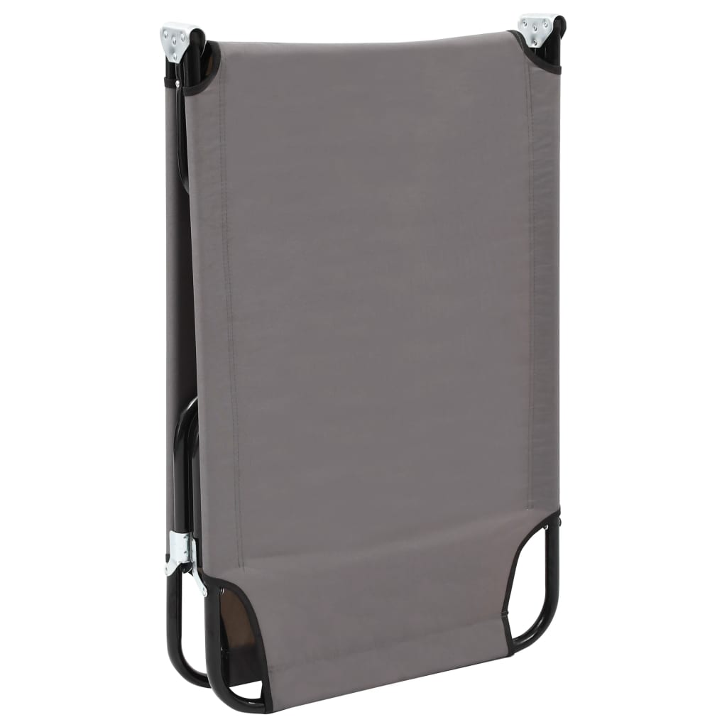 Comfy Grey Steel Folding Sun Lounger - Portable & Stylish