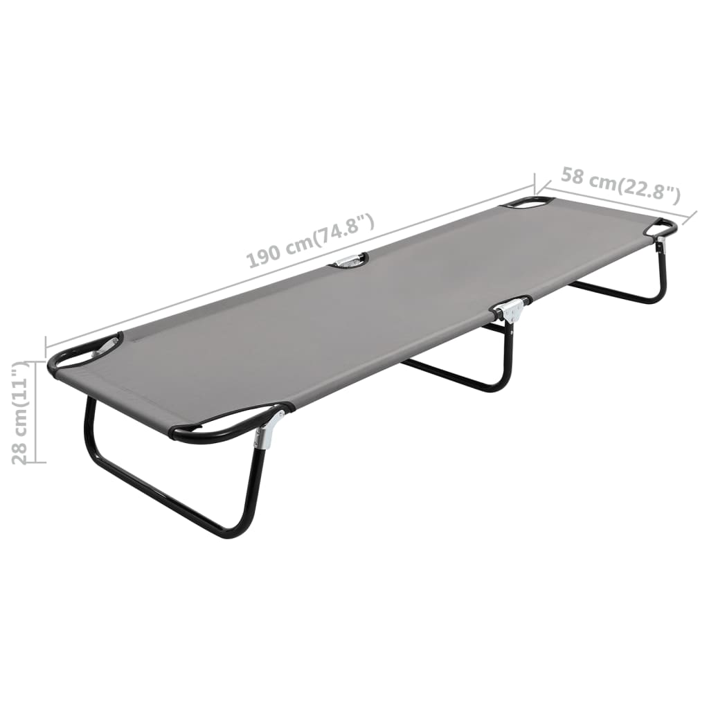 Comfy Grey Steel Folding Sun Lounger - Portable & Stylish