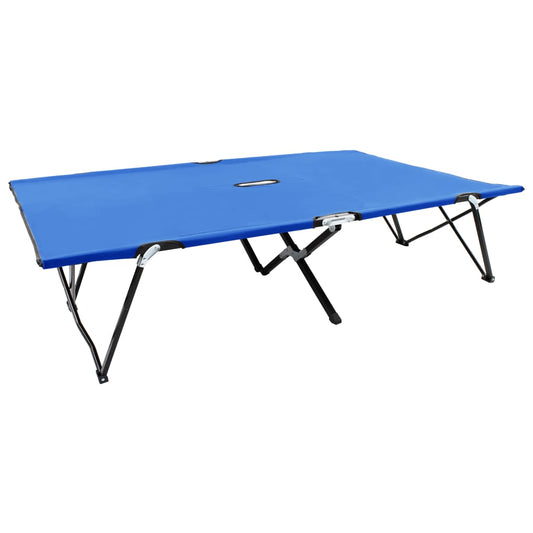 Blue Steel Two-Person Folding Sun Lounger – Durable Comfort