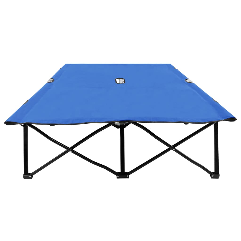 Blue Steel Two-Person Folding Sun Lounger – Durable Comfort