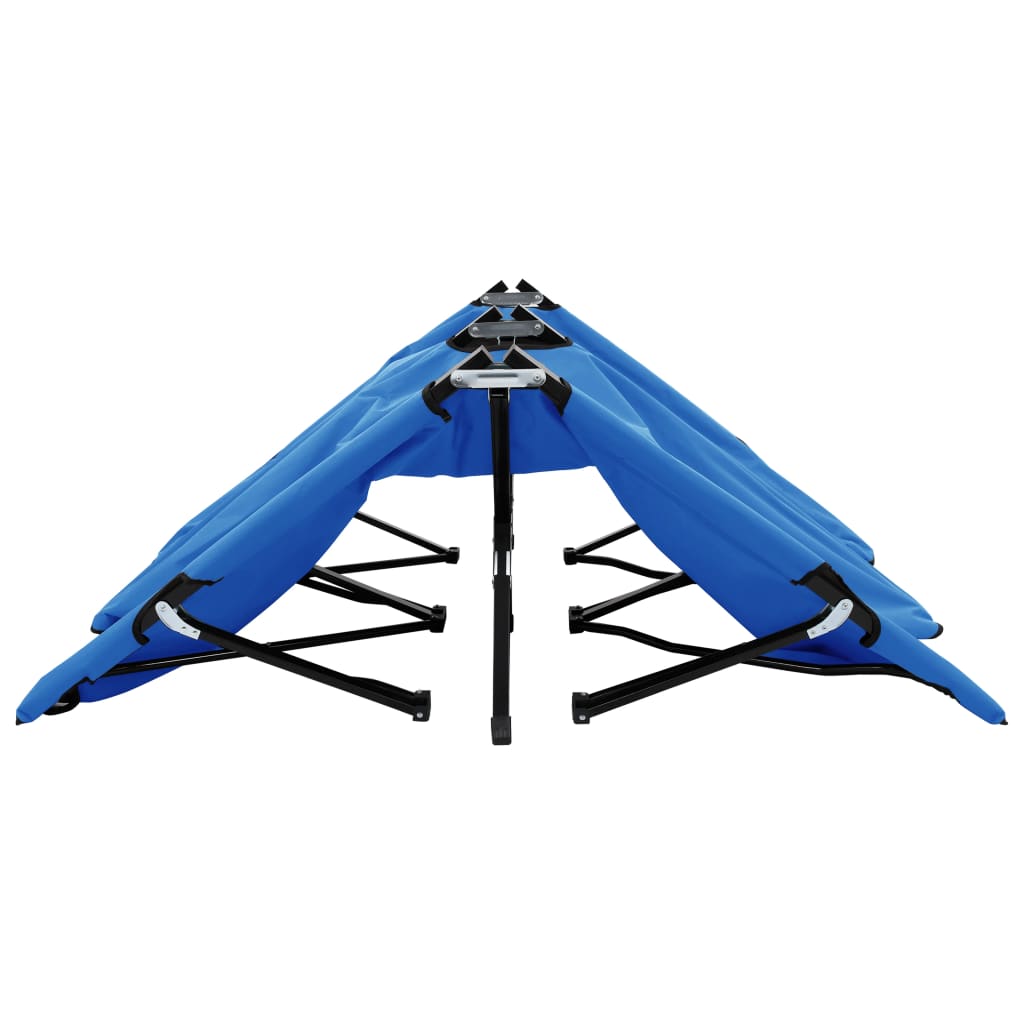 Blue Steel Two-Person Folding Sun Lounger – Durable Comfort
