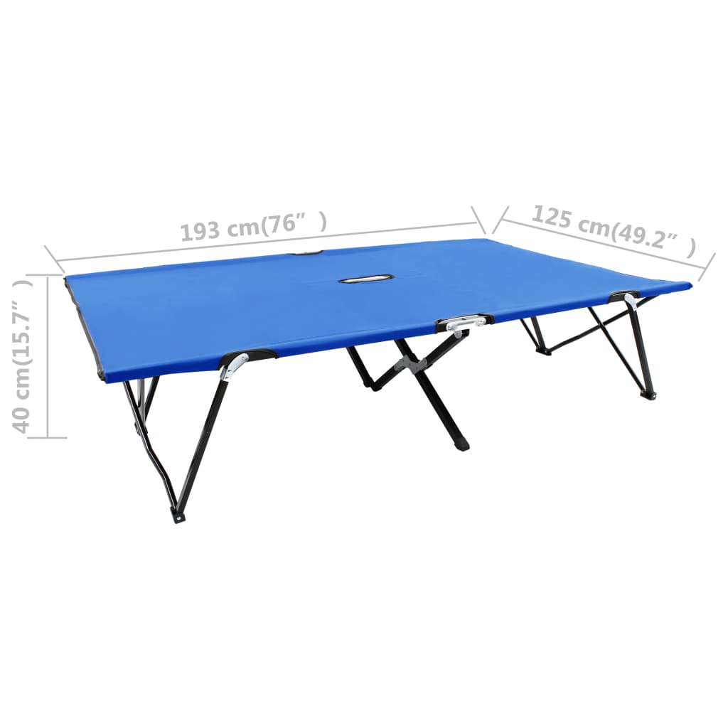 Blue Steel Two-Person Folding Sun Lounger – Durable Comfort