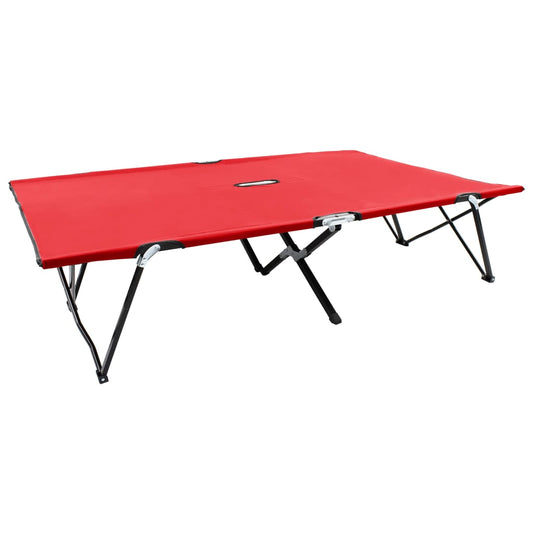 Dual Red Steel Folding Sun Lounger for Two - Stylish & Durable