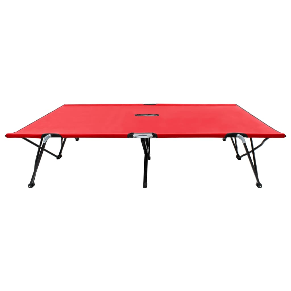 Dual Red Steel Folding Sun Lounger for Two - Stylish & Durable