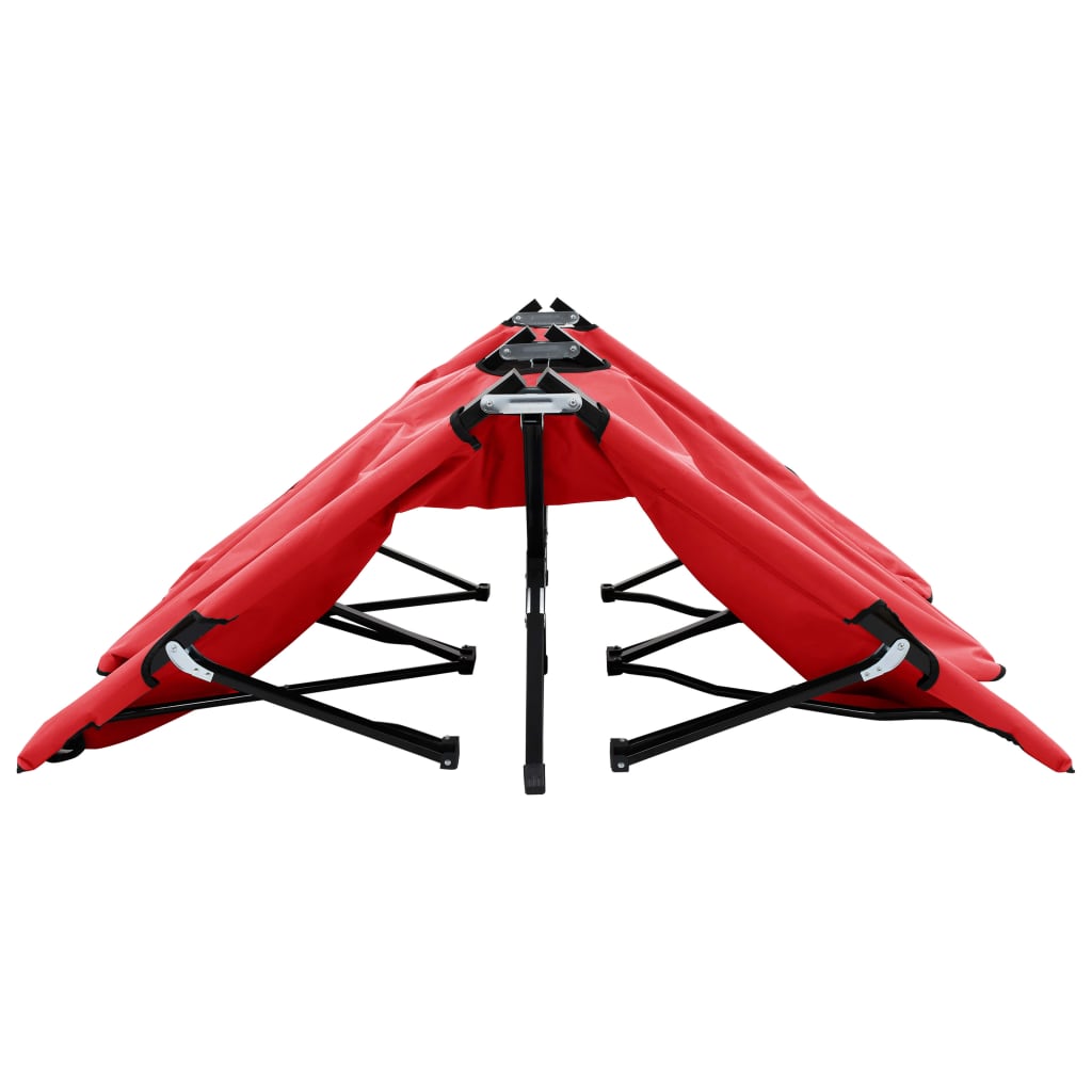Dual Red Steel Folding Sun Lounger for Two - Stylish & Durable