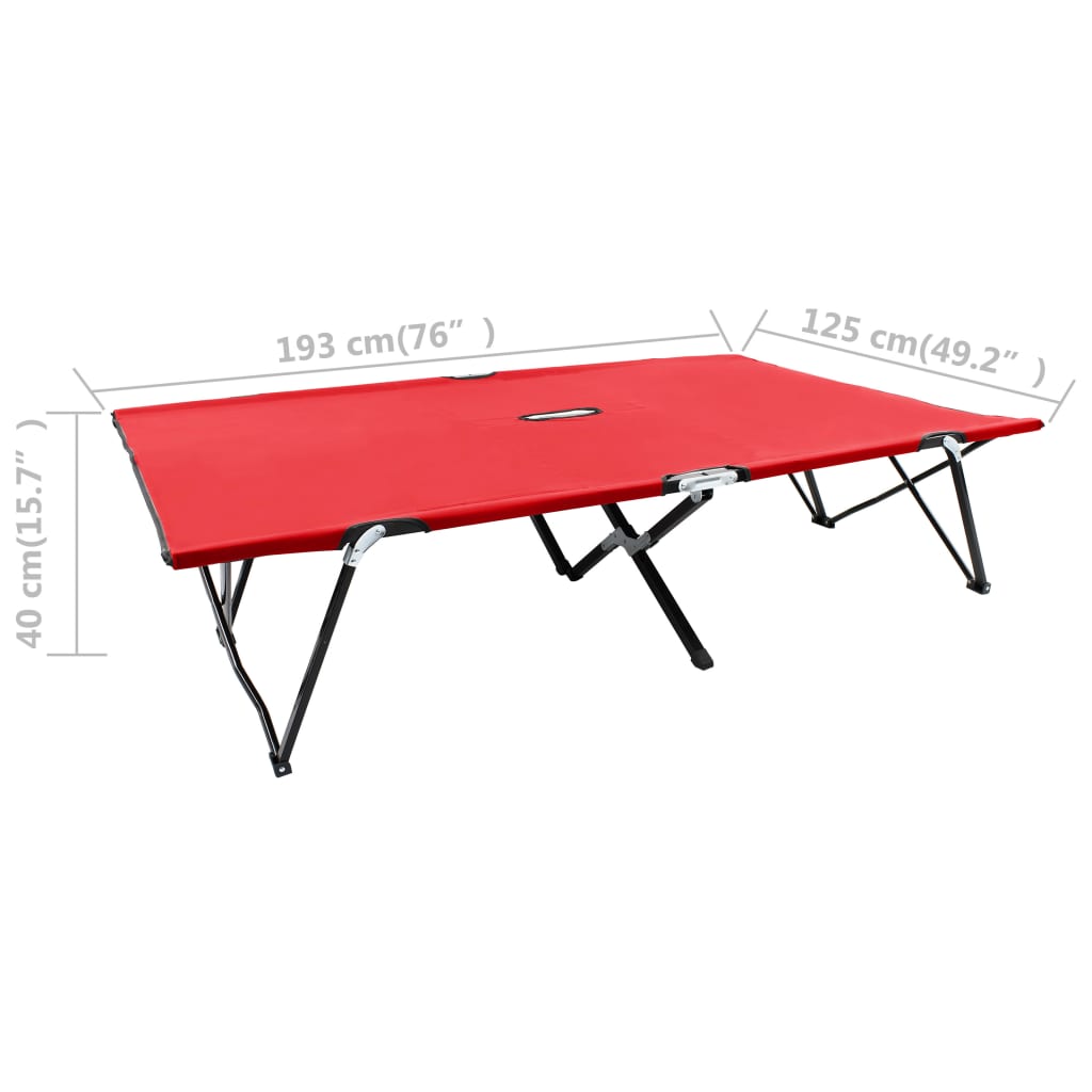 Dual Red Steel Folding Sun Lounger for Two - Stylish & Durable
