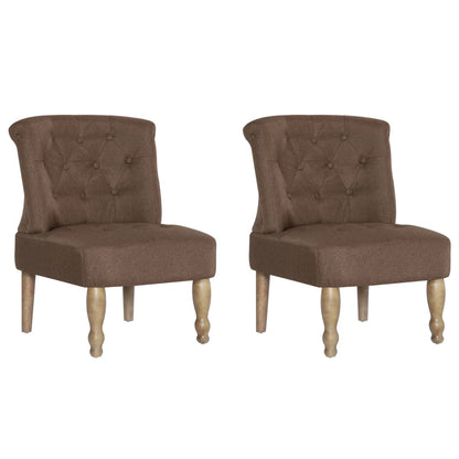 French Chairs 2 pcs Brown Fabric